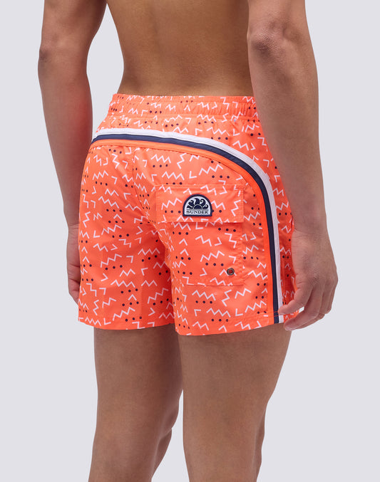 MAILLOT DE BAIN COURT AVEC TAILLE ÉLASTIQUE ET IMPRIMÉ ÉLÉMENTS VAGUES