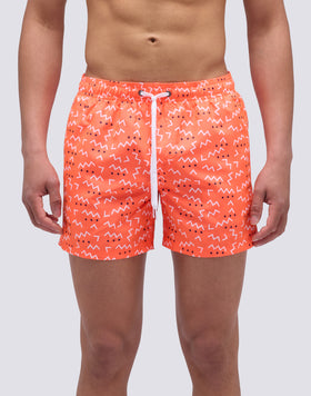 MAILLOT DE BAIN COURT AVEC TAILLE ÉLASTIQUE ET IMPRIMÉ ÉLÉMENTS VAGUES