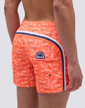 MAILLOT DE BAIN COURT AVEC TAILLE ÉLASTIQUE ET IMPRIMÉ ÉLÉMENTS VAGUES