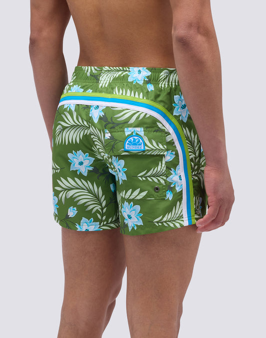 MAILLOT DE BAIN COURT À TAILLE ÉLASTIQUE ET IMPRIMÉ MURALÉE