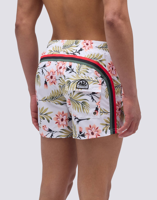 MAILLOT DE BAIN COURT À TAILLE ÉLASTIQUE ET IMPRIMÉ MURALÉE