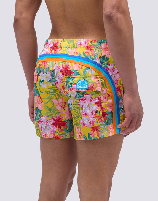 MAILLOT DE BAIN COURT À TAILLE ÉLASTIQUE ET IMPRIMÉ BORA BORA