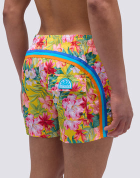 BAÑADOR CORTO DE CINTURA ELÁSTICA CON ESTAMPADO BORA BORA
