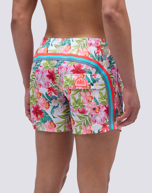 MAILLOT DE BAIN COURT À TAILLE ÉLASTIQUE ET IMPRIMÉ BORA BORA