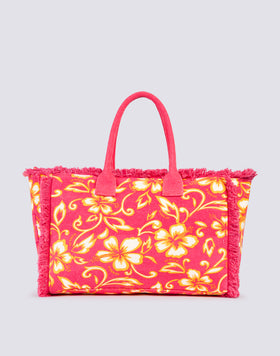 BOLSO TOTE REGULAR EFECTO PIEDRA LAVADA CON ESTAMPADO SK23