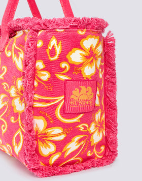 BOLSO TOTE REGULAR EFECTO PIEDRA LAVADA CON ESTAMPADO SK23