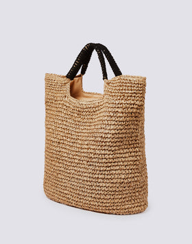 BOLSA MAXI DE PAPEL TRAMADO TRENZADA