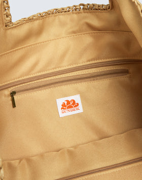 BOLSA MAXI DE PAPEL TRAMADO TRENZADA