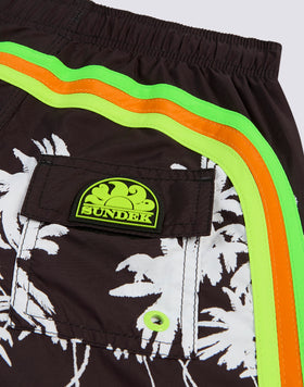 BAÑADOR CORTO CON ELÁSTICO EN LA CINTURA REPREVE® CON ESTAMPADO BLACK PALM