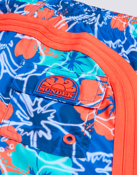 MAILLOT DE BAIN COURT REPREVE® IMPRIMÉ FLEURS À L'INTÉRIEUR ET TAILLE ÉLASTIQUE