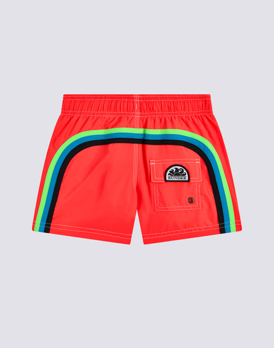 MAILLOT DE BAIN COURT À TAILLE ÉLASTIQUE EN POLYESTER RECYCLÉ FLUO REPREVE®
