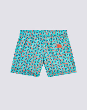 MAILLOT DE BAIN COURT À TAILLE ÉLASTIQUE ET IMPRIMÉ ARC-EN-CIEL EN POLYESTER RECYCLÉ