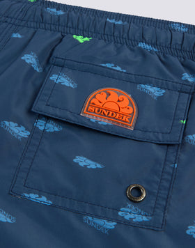 MAILLOT DE BAIN COURT À TAILLE ÉLASTIQUE À IMPRIMÉ MONOGRAMME EN POLY RECYCLÉ