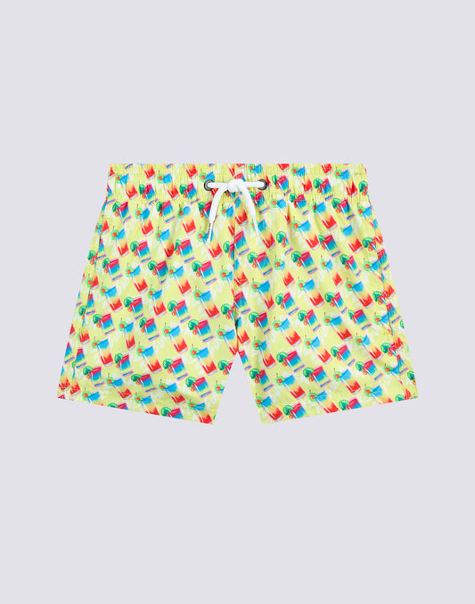 MAILLOT DE BAIN COURT À TAILLE ÉLASTIQUE ET IMPRIMÉ SUNDRINC EN POLYESTER RECYCLÉ