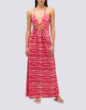 VESTIDO LARGO EFECTO LÚREX