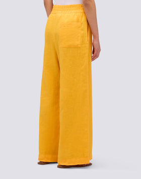 LONG PALAZZO TROUSERS IN GARMENT-DYED LINEN