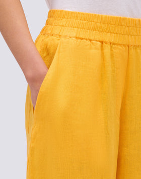 LONG PALAZZO TROUSERS IN GARMENT-DYED LINEN