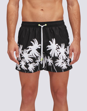 REPREVE® TRAJE DE BAÑO CORTO CON CINTURA ELÁSTICA Y BLACK PALM ESTAMPADO