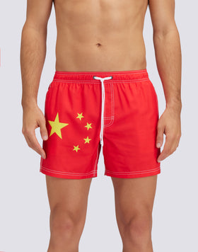 TRAJE DE BAÑO CORTO CINTURA ELÁSTICA POLIÉSTER RECICLADO REPREVE® BANDERA CHINA