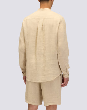 CAMICIA IN LINO IN TINTO CAPO CON COLLO ALLA COREANA