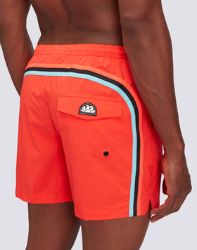 SWIM SHORTS WITH STRETCH FABRIC AND REMOVABLE POUCH