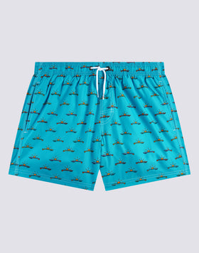 SHORT DE BAIN COURT TAILLE ÉLASTIQUÉE  MICROIMPRIMÉ SUNBOARD REPREVE®