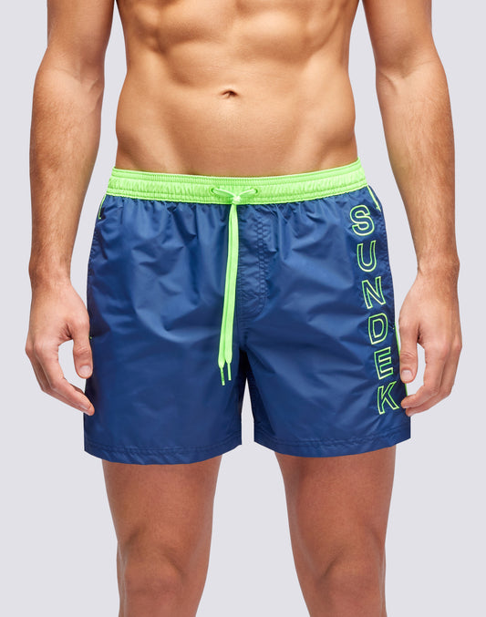 MAILLOT DE BAIN COURT ICONIQUE EN TAFFETAS AVEC PASSEPOIL CONTRASTÉ
