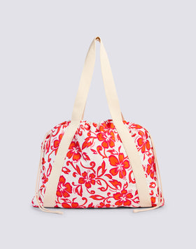 AVA - BOLSO DE NYLON CON ASAS Y CORDONES ESTAMPADO HIBISCUS SK23
