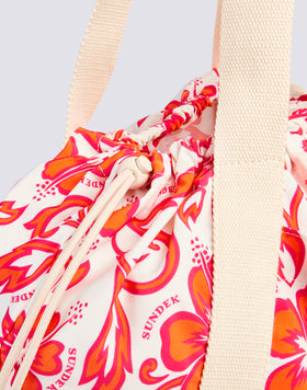 AVA - BOLSO DE NYLON CON ASAS Y CORDONES ESTAMPADO HIBISCUS SK23