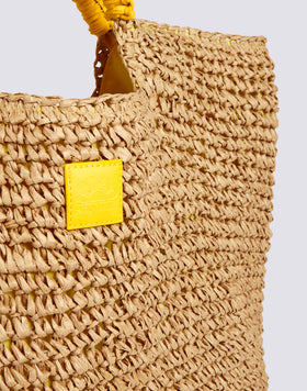 MAXI BOLSO DE PAJA DE PAPEL TEJIDA