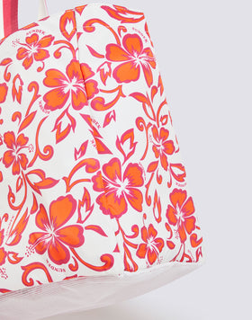 AVA - BOLSO DE NYLON CON ASAS Y CORDONES ESTAMPADO HIBISCUS SK23