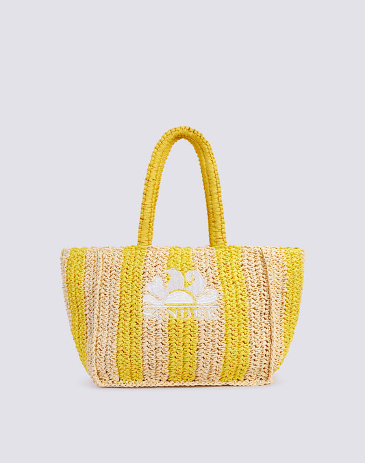 VITA - BORSA IN PAGLIA INTRECCIATA CON LOGO RICAMATO