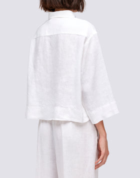 CHEMISE COURTE EN LIN AVEC MAXI POCHE