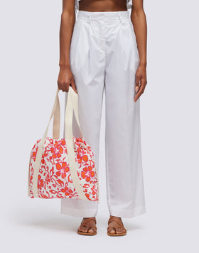 AVA - BOLSO DE NYLON CON ASAS Y CORDONES ESTAMPADO HIBISCUS SK23