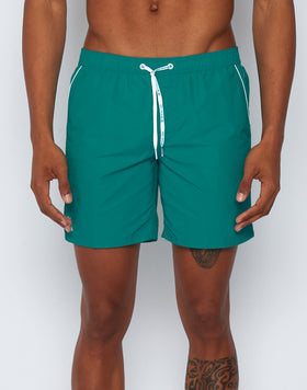 ICONIC TAFFETA STRETCH WAIST MID-LENGTH SWIM TRUNKS