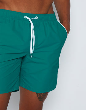 ICONIC TAFFETA STRETCH WAIST MID-LENGTH SWIM TRUNKS
