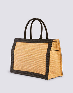 SAC SHOPPING EN RAPHIA AVEC LOGO BRODÉ