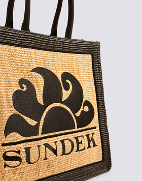 SAC SHOPPING EN RAPHIA AVEC LOGO BRODÉ