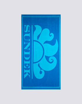 SERVIETTE DE PLAGE EN ÉPONGE JACQUARD AVEC MAXI LOGO