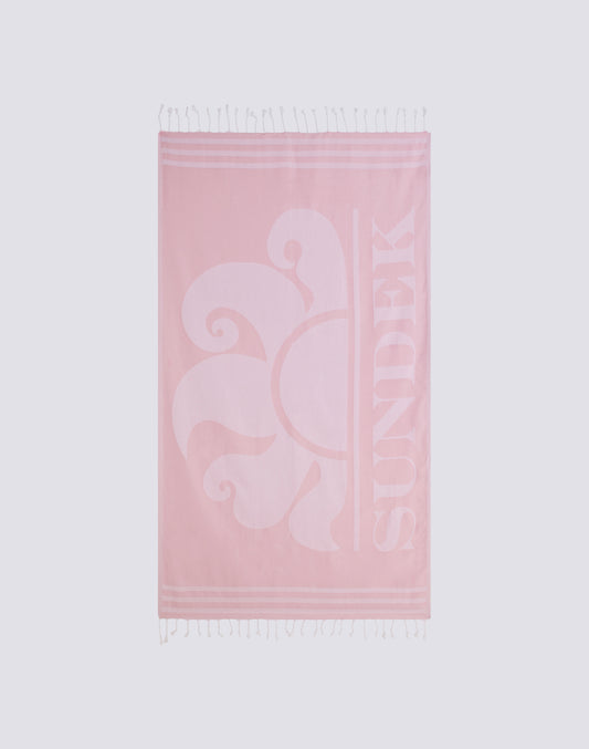 FOUTA JACQUARD BEACH TOWEL WITH LOGO