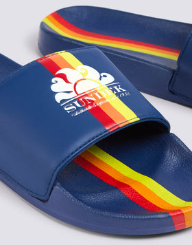 CHAUSSONS À BANDES AVEC LOGO ET DÉTAIL ARC-EN-CIEL