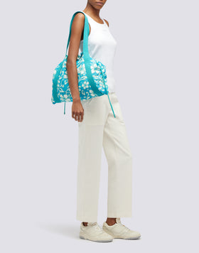 AVA - NYLON BAG WITH HANDLES AND STRINGS HIBISCUS PRINT SK23