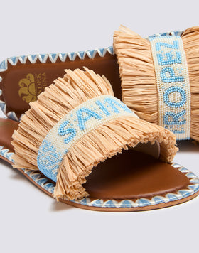 ZAPATILLA BAJA CON ABALORIOS Y RAFIA SAINT TROPEZ