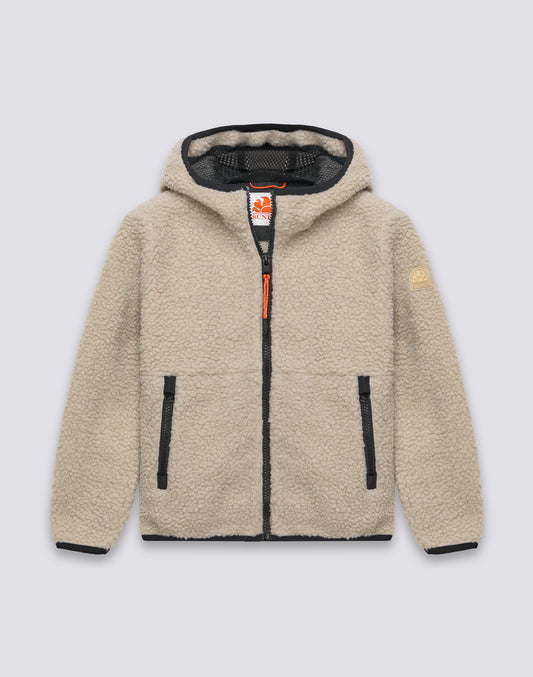 VESTE TEDDY ENFANT À CAPUCHE ET ZIP
