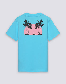 BOYS' SHORT-SLEEVED T-SHIRT WITH TRIPPING PALM PRINT