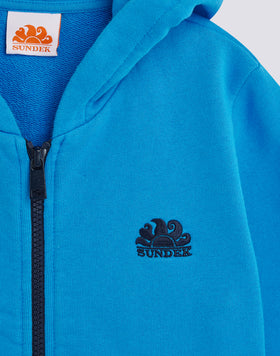 SWEATSHIRT WITH POUCH POCKET AND CENTRAL FULL ZIP