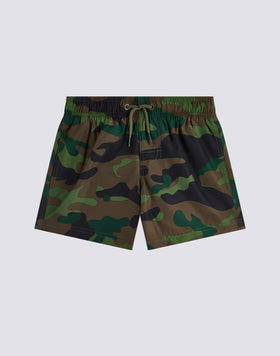 MAILLOT DE BAIN POUR ENFANT COURT À TAILLE ÉLASTIQUE IMPRIMÉ CAMOUFLAGE AVEC ARC-EN-CIEL EN POLYESTER RECYCLÉ REPREVE®
