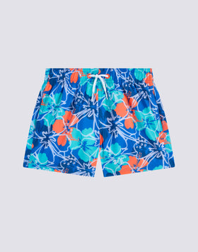 MAILLOT DE BAIN COURT REPREVE® IMPRIMÉ FLEURS À L'INTÉRIEUR ET TAILLE ÉLASTIQUE