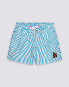 COSTUME DA BAGNO BAMBINO CORTO VITA ELASTICATA REPREVE® CON STAMPA JUICY STRIPES