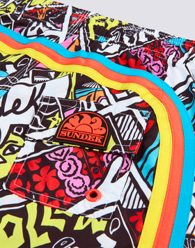 REPREVE® ELASTICATED WAIST SHORT SWIMSHORTS WITH CARTOON PRINT